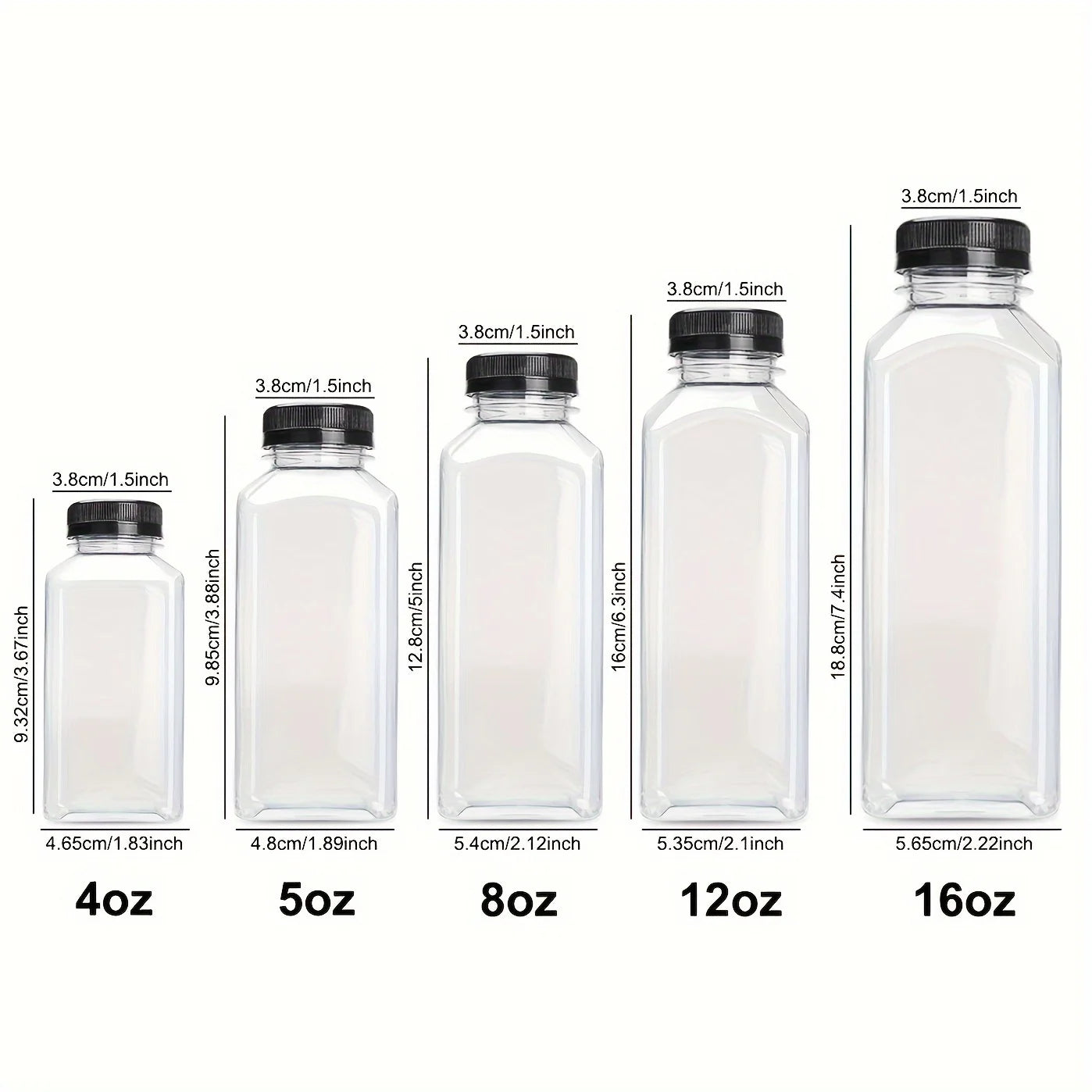 Lot de 10 bouteilles de jus en plastique transparent sans BPA