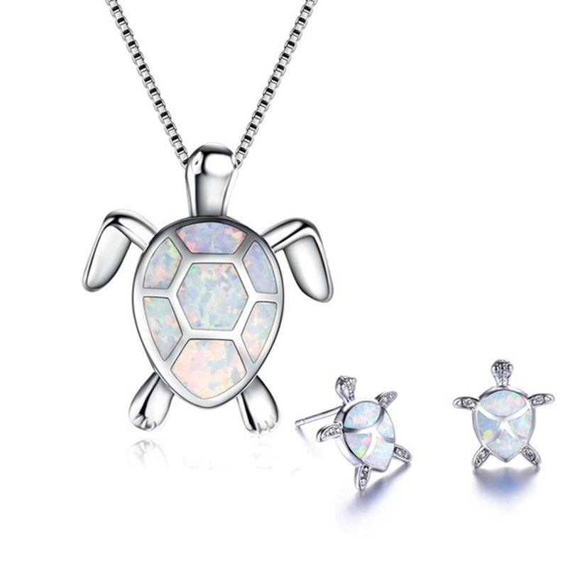 Bijou collier et boucles d'oreilles design tortue pour femme