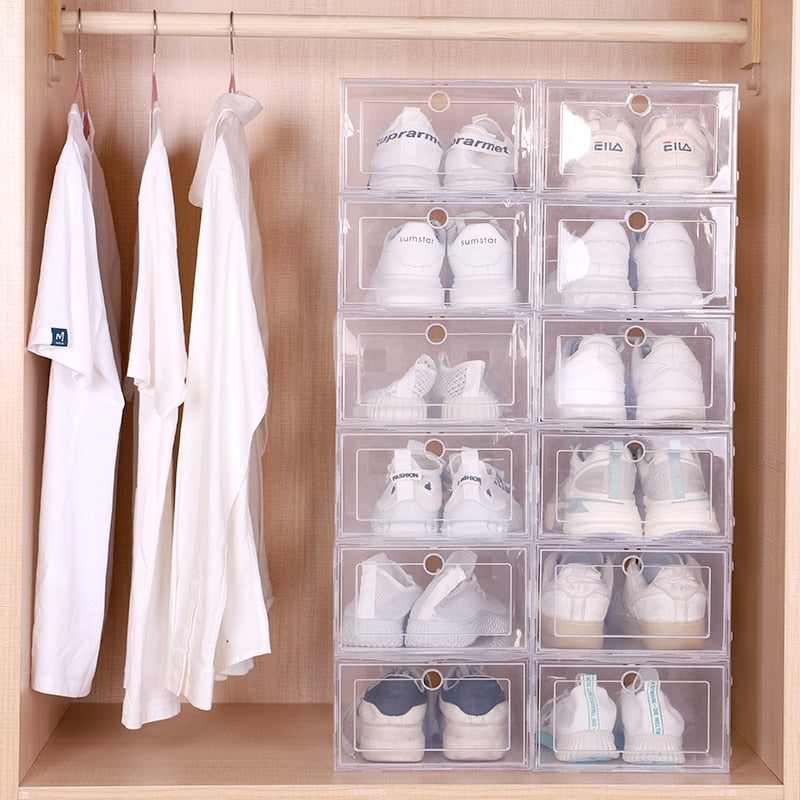 Organisateur de chaussures en plastique transparent