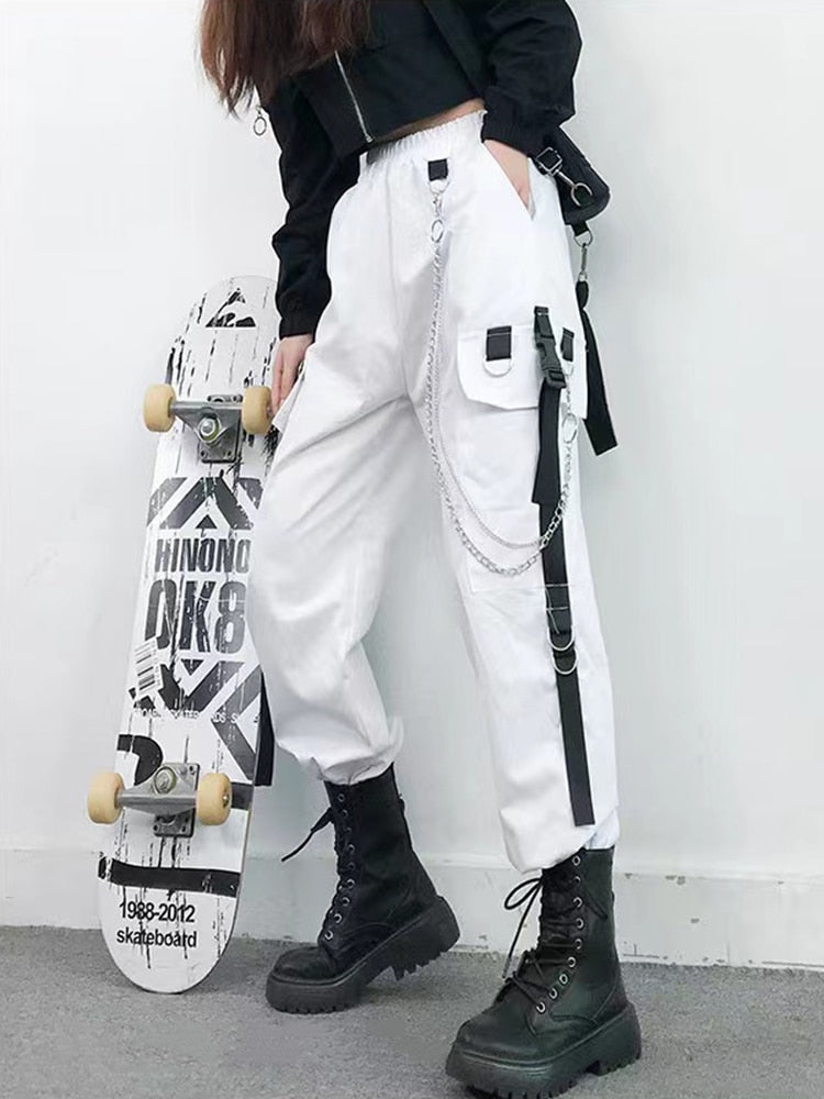 Pantalon avec chaîne harajuku